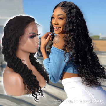 Brazilian Virgin Cuticle Aligned Transparent Lace Wigs Vendors,Raw Human Hair Deep Wave Lace Front Wigs